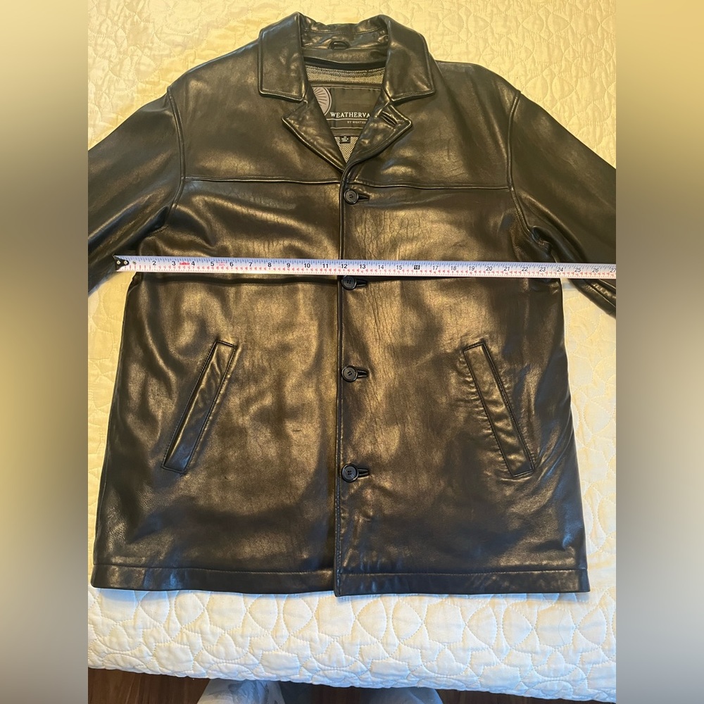 Men’s All Weather Black Leather Jacket, ZipOut Lining, Med, Measurements in pics